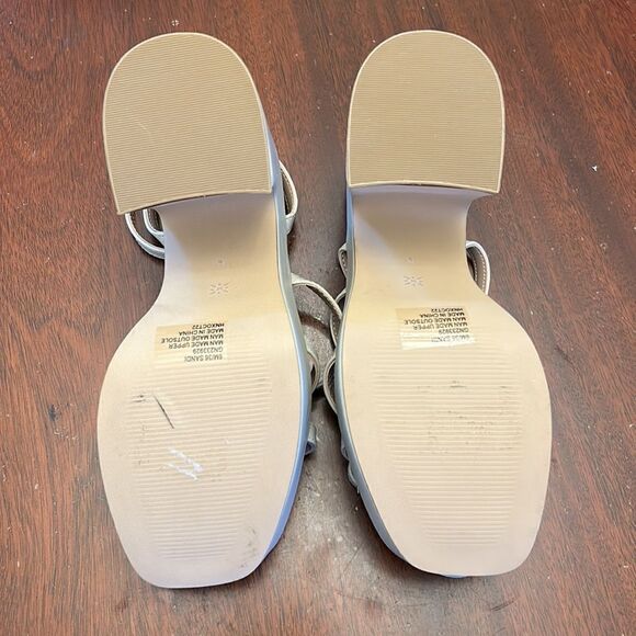 BCBGeneration sand strappy ankle wrap block heel open toed sandals Size 6 NWOT - Picture 9 of 10